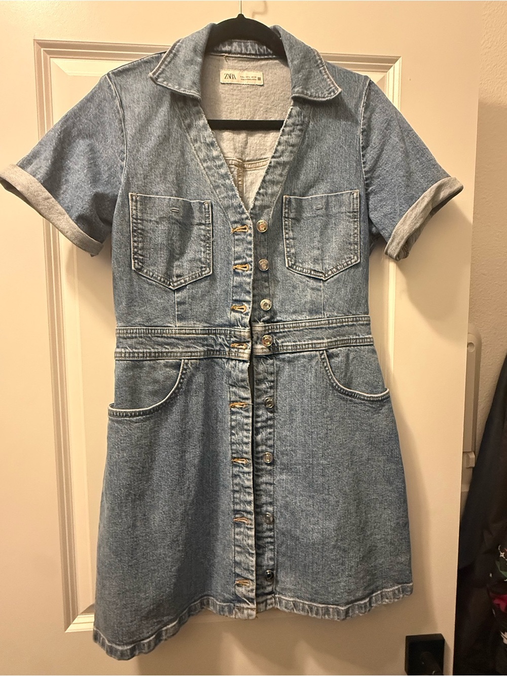 Zara Light Blue Denim Shirt Dress